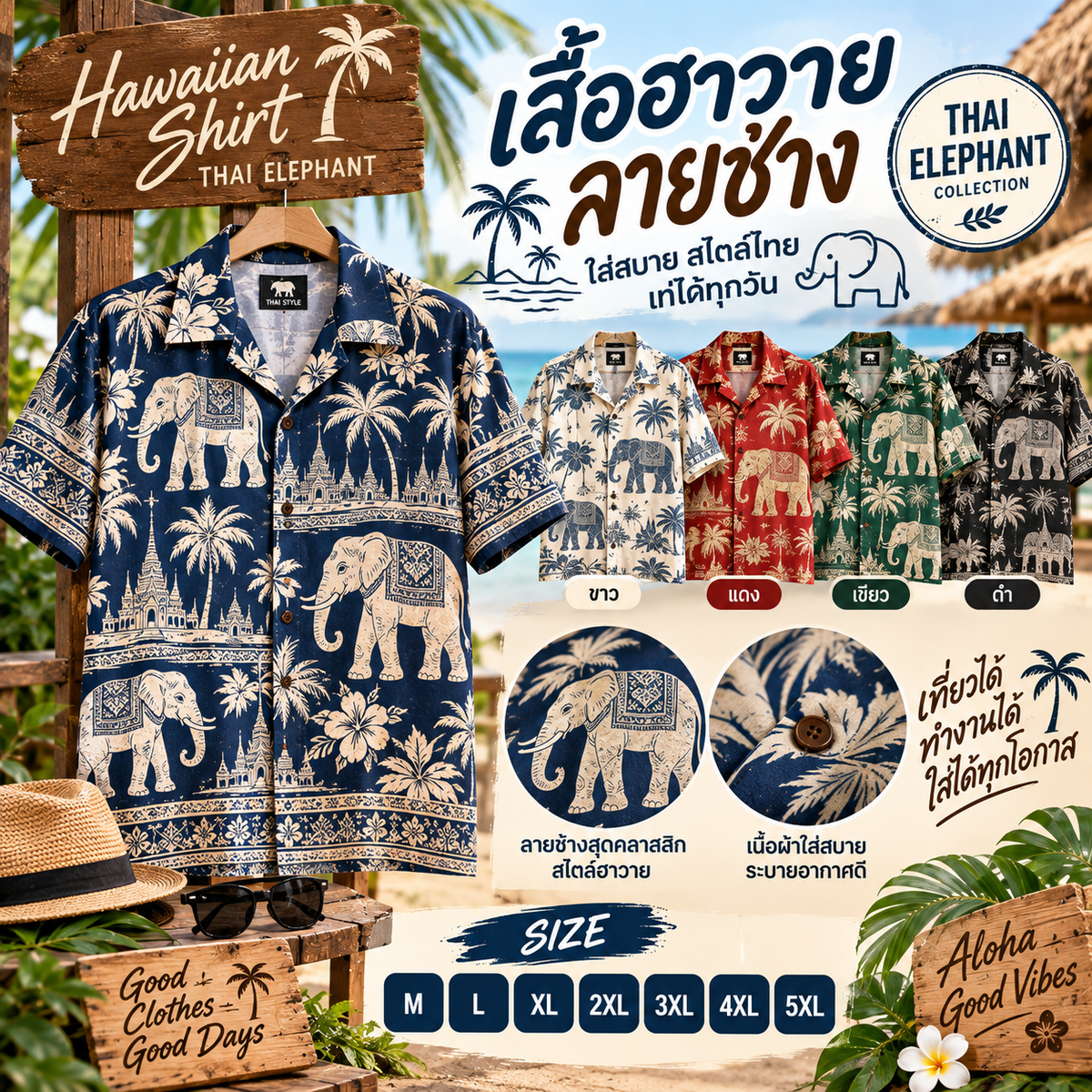 เสื้อฮาวายลายช้าง